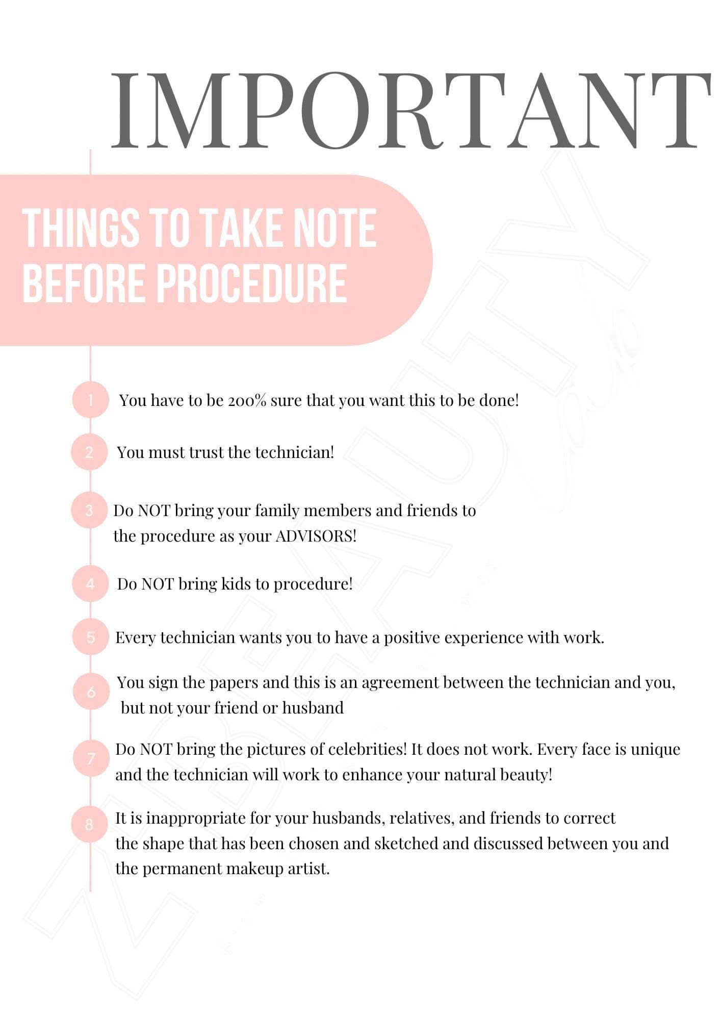 Pre-care and After-care instructions